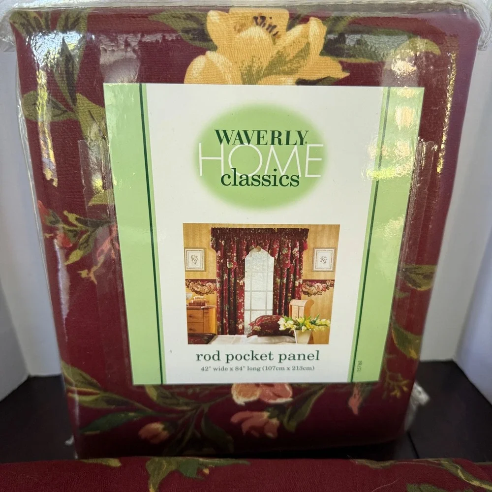 2 Waverly Home Classics Chianti Merlot Floral Rod Pocket Curtain Panels 42x84